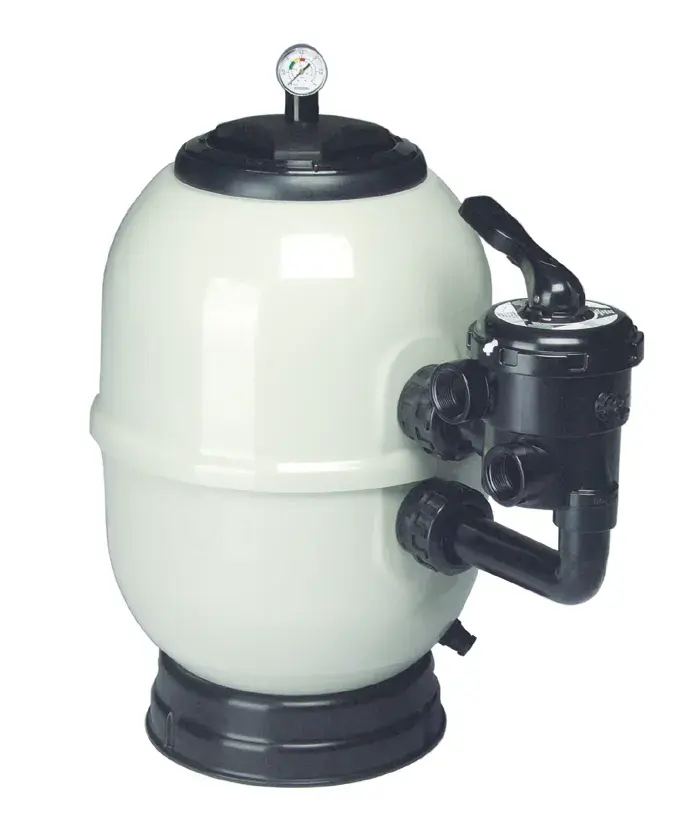 filtro-aster-depuradora-piscina-astralpool-1 | PisciManía Above-ground pool sand filter with a multiport valve and pressure gauge on top