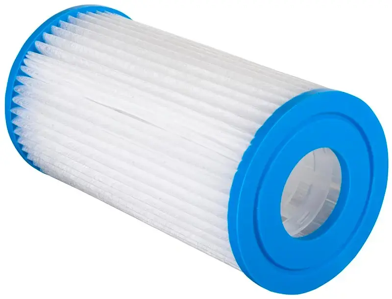 cartucho-filtracion-gre-1 | PisciManía Pleated white cylindrical water filter cartridge with blue end caps