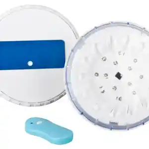 Round LED ceiling light kit with a blue remote control