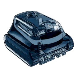 limpiafondos-electricos22-optimized | PisciManía | PisciManía Blue compact tracked robotic vehicle (crawler) with a futuristic, armored look, likely an autonomous exploration robot.