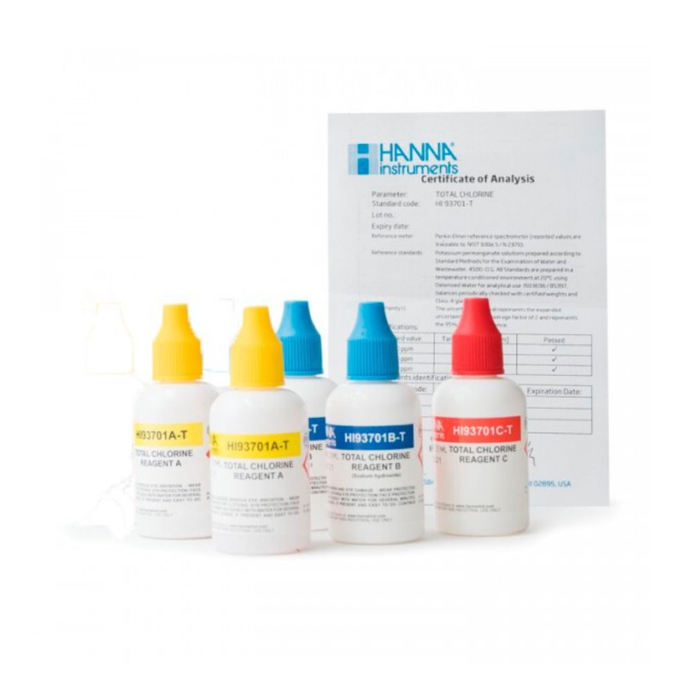 Kit reactivo liquido 93701-T cloro total | Hanna | PisciManía Kit reactivo liquido 93701-T cloro total | Hanna